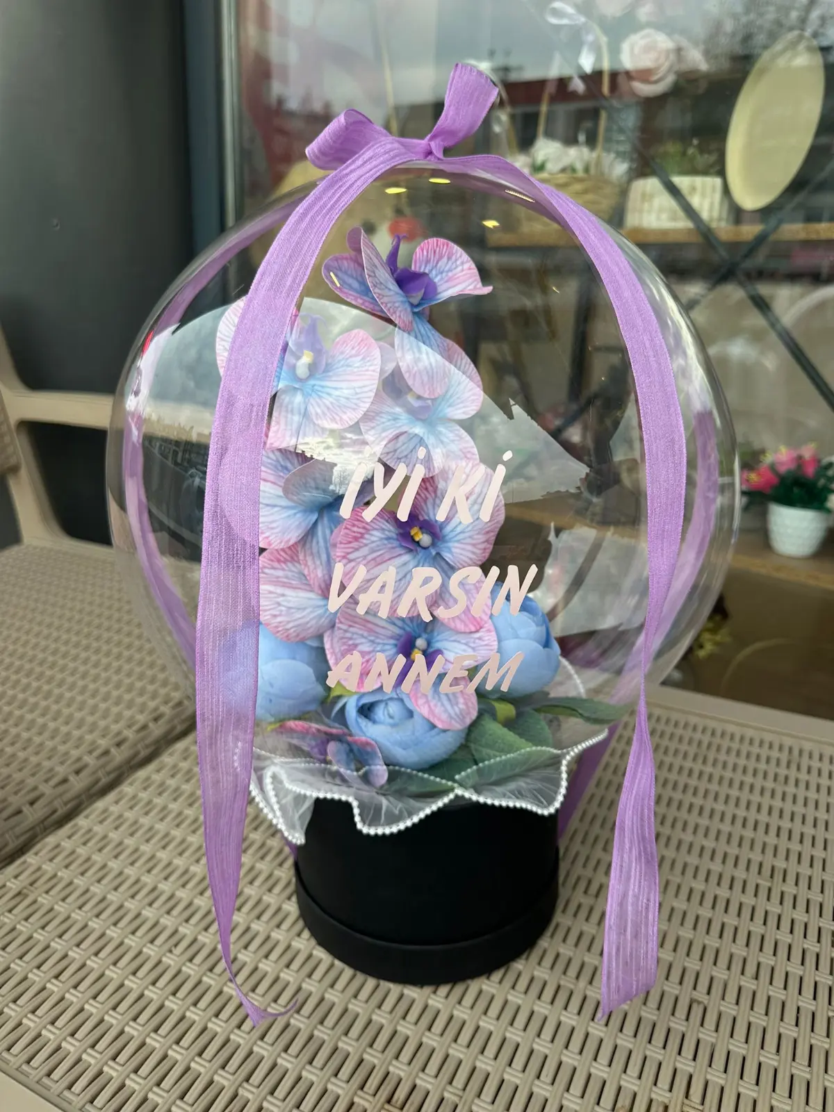 Mavi orkide balon tasarım
